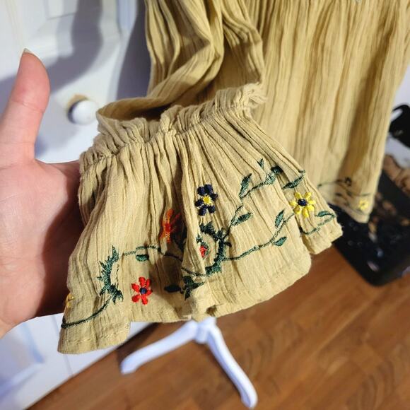 Chaudry KC Sport, S | Vintage Off-The-Shoulder Boho Stretchy Top With Embroidery - Picture 6 of 8
